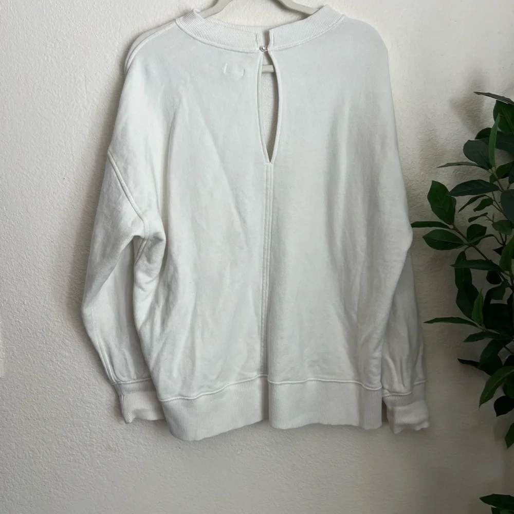 Aerie Pink Bow Oversized Slouchy Pullover White Coquette XS - Picture 2 of 3